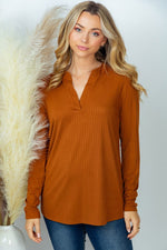 Load image into Gallery viewer, Long Sleeve Solid Knit Top in Brick
