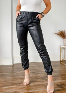 Stretch Vegan Leather Jogger