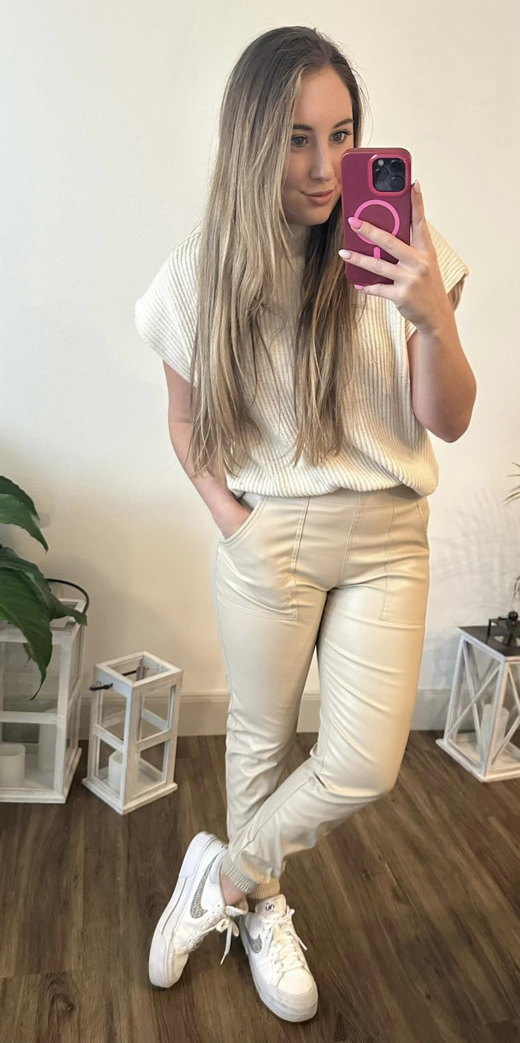 Stretch Vegan Leather Jogger