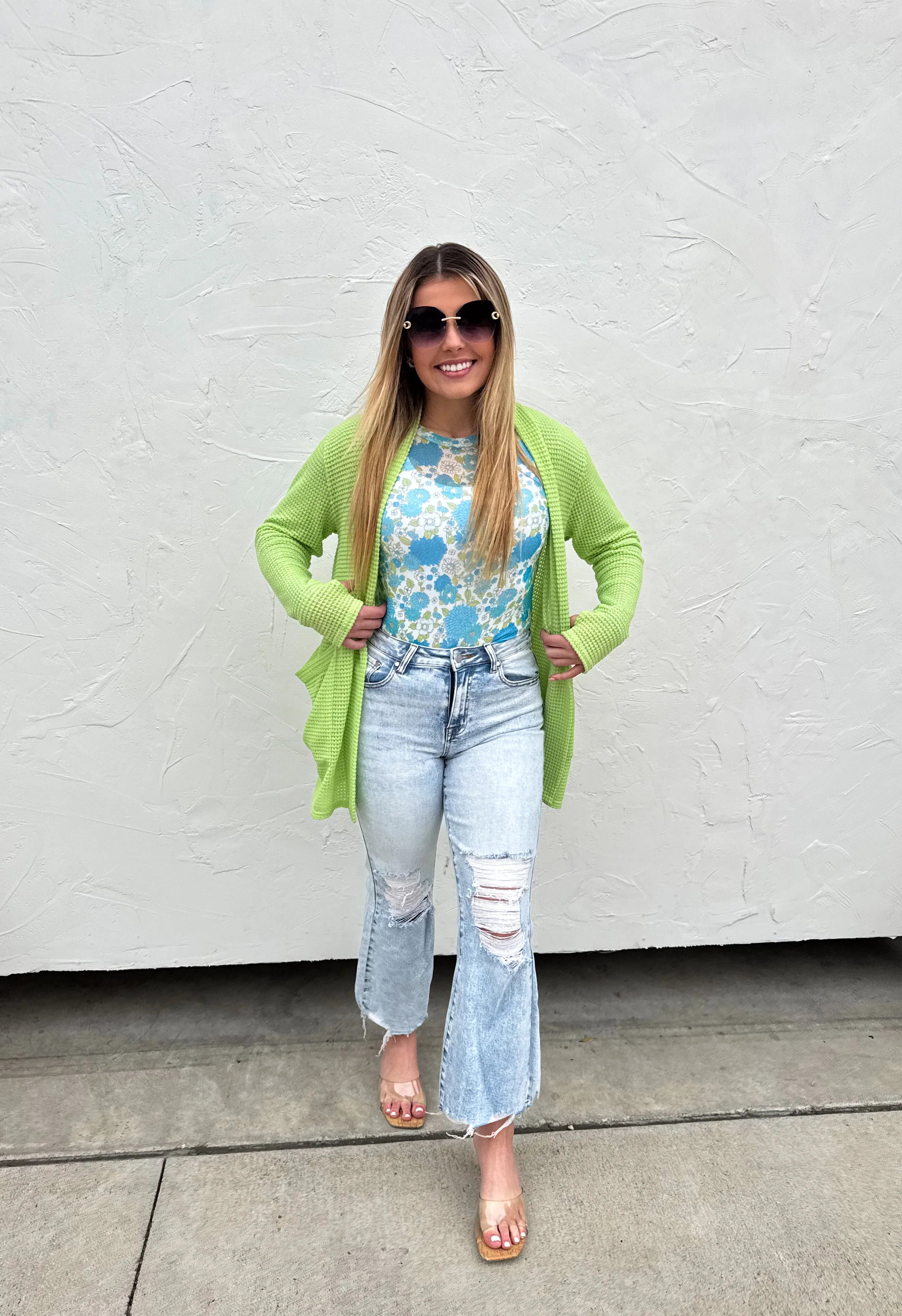 BLAKELEY COLLECTION Pretty Pastels Lola Waffle Cardigan