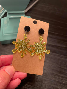 Black Dot Gold Glitter Splatter Dangles