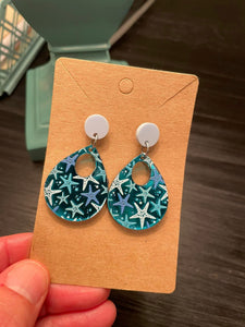 Aqua Starfish Cutout Teardrop Dangles