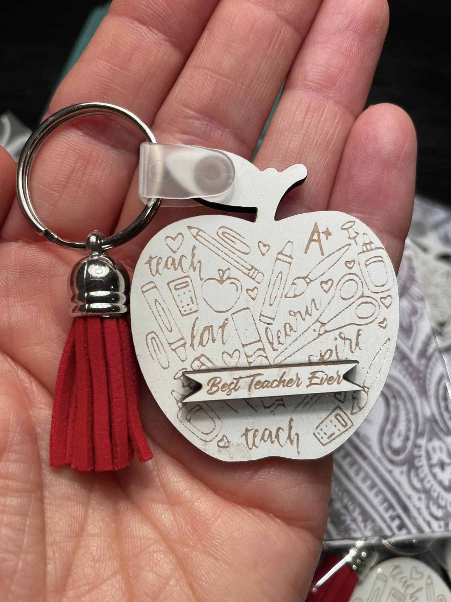 Best Teacher Ever Tassel Keychain