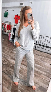 Becky Ribbed Pullover and Pant Set