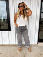 Load image into Gallery viewer, BLAKELEY COLLECTION Gray Wash Jordan Wide Cuff Jeans
